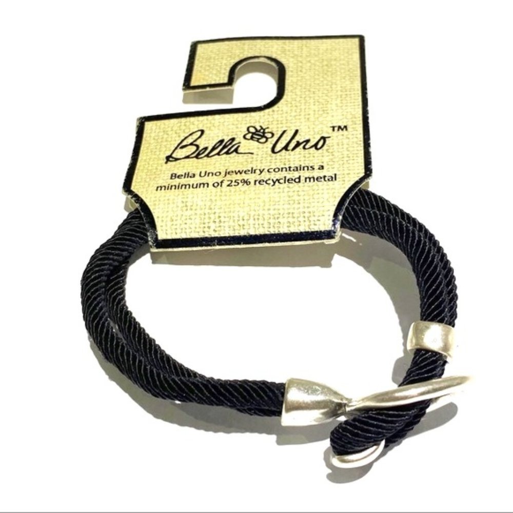 Bella Uno Upcycled Materials Black Rope Hippie Style Bracelet
